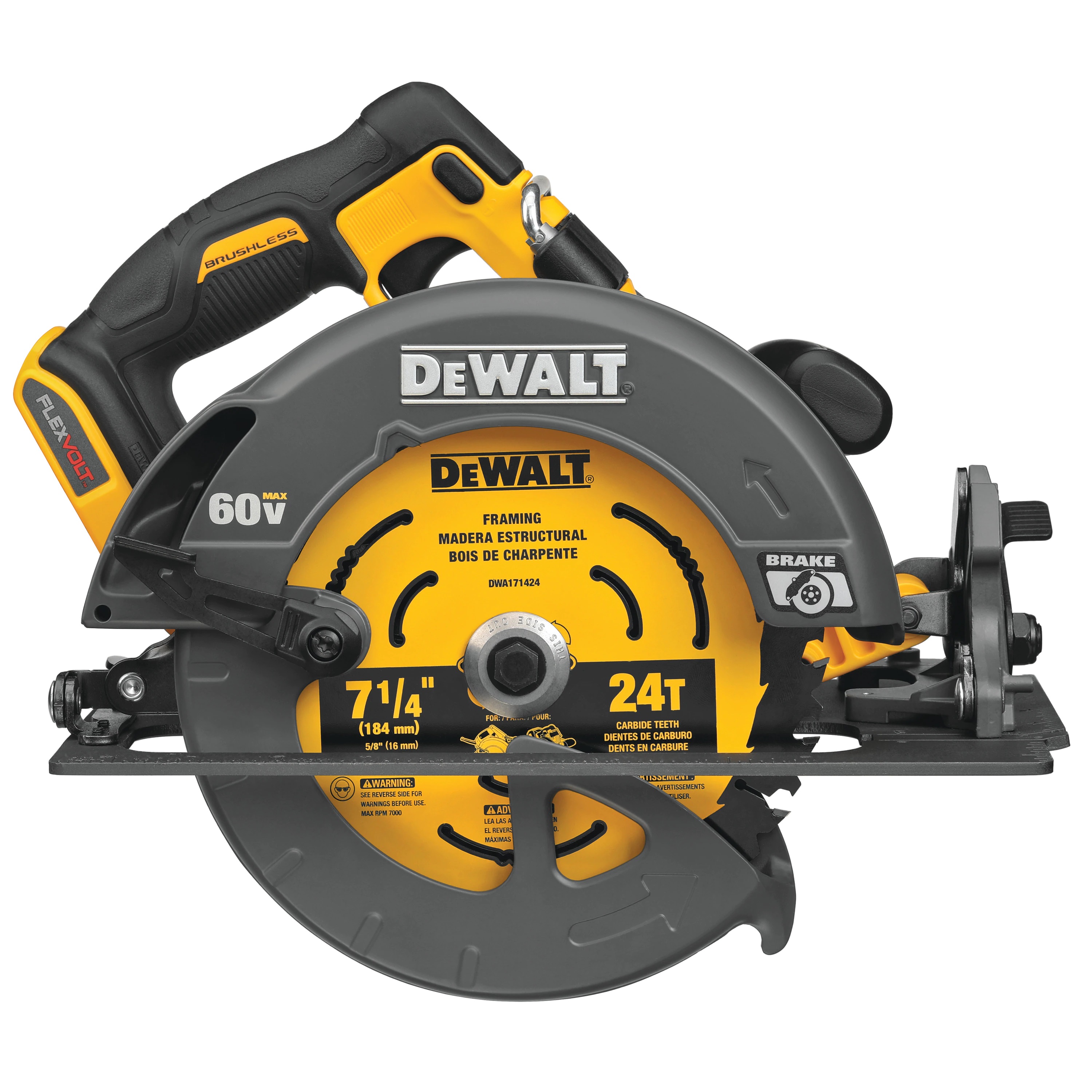 Cordless Circular Saw - FLEXVOLT® 60V MAX* Brushless 7-1/4 IN. w/ Brake (TOOL ONLY) - Saws